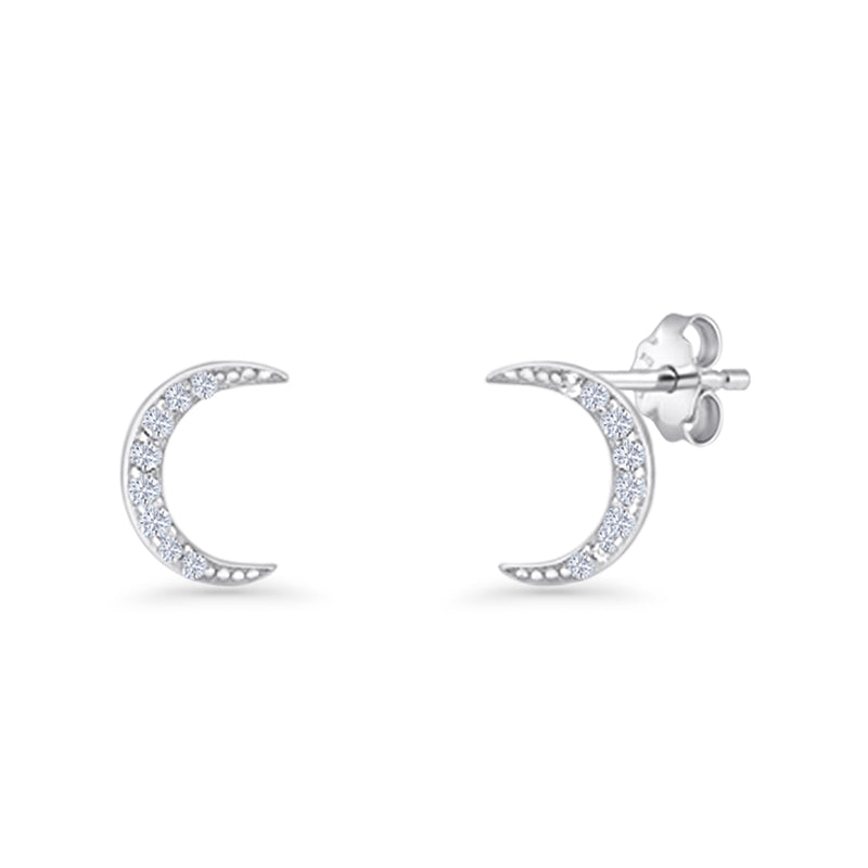 Crescent Moon Stud Earrings