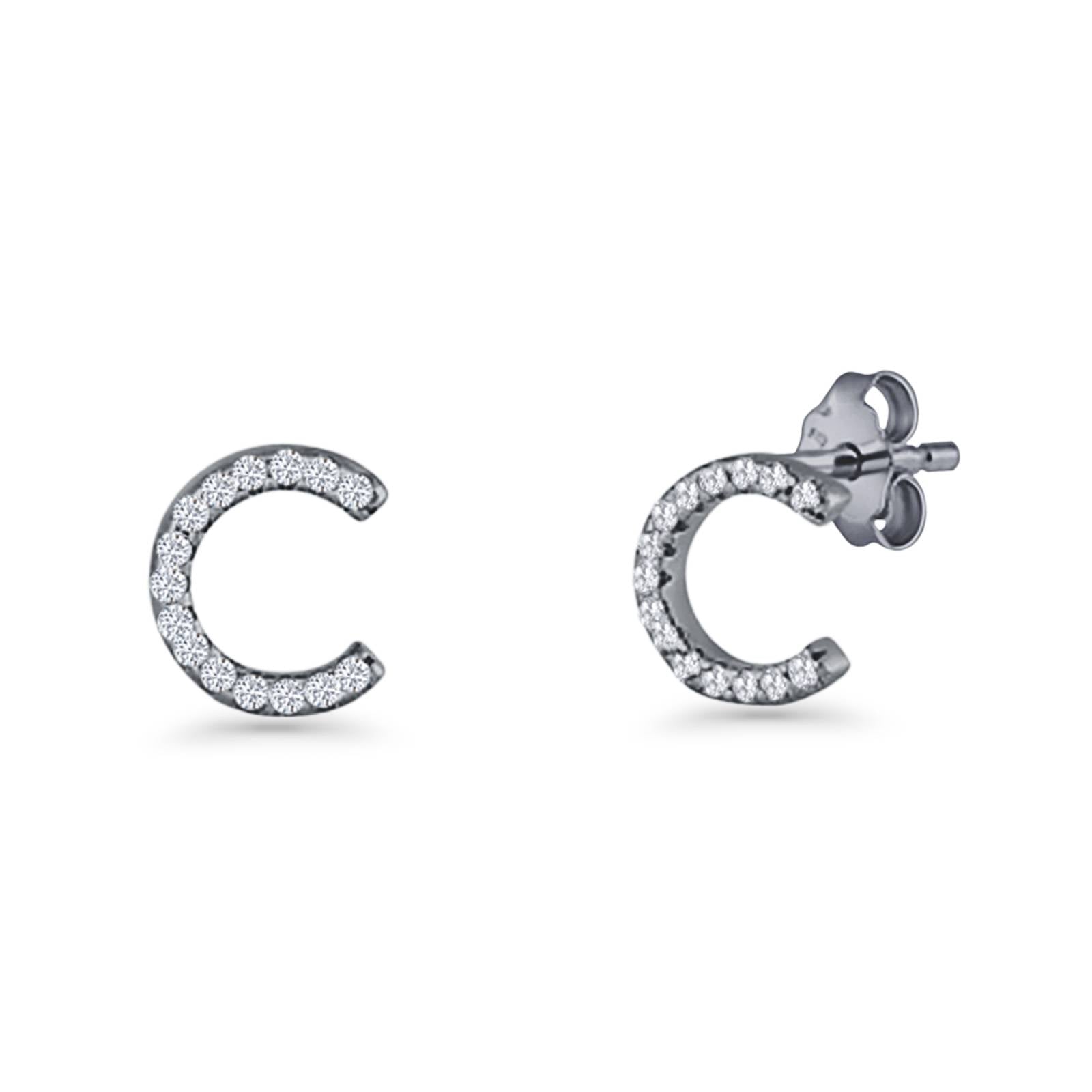 Initial C Stud Earrings