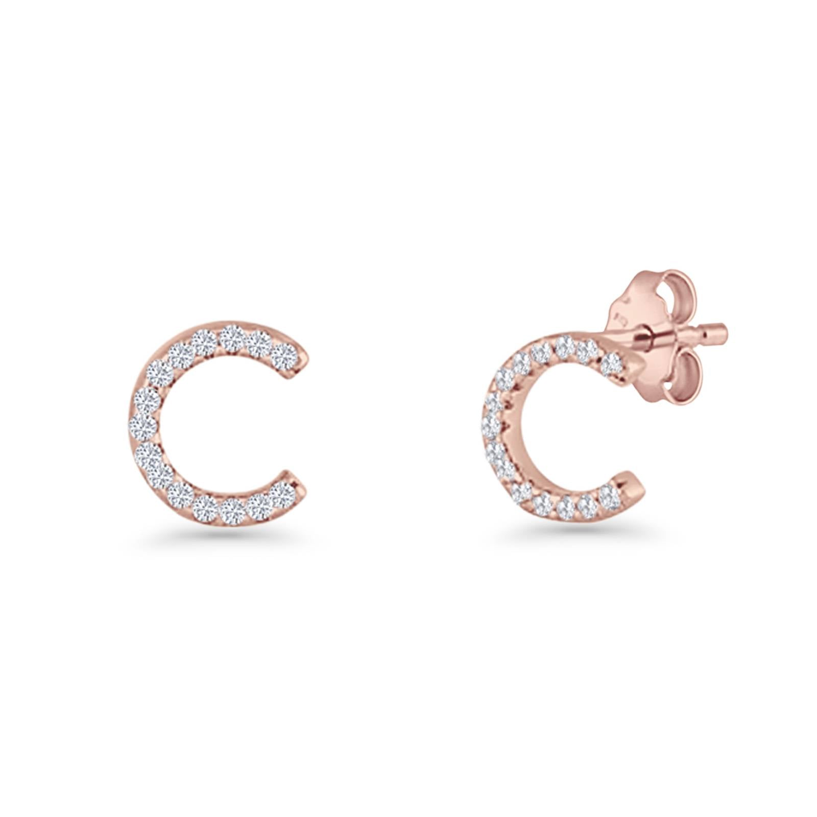 Initial C Stud Earrings