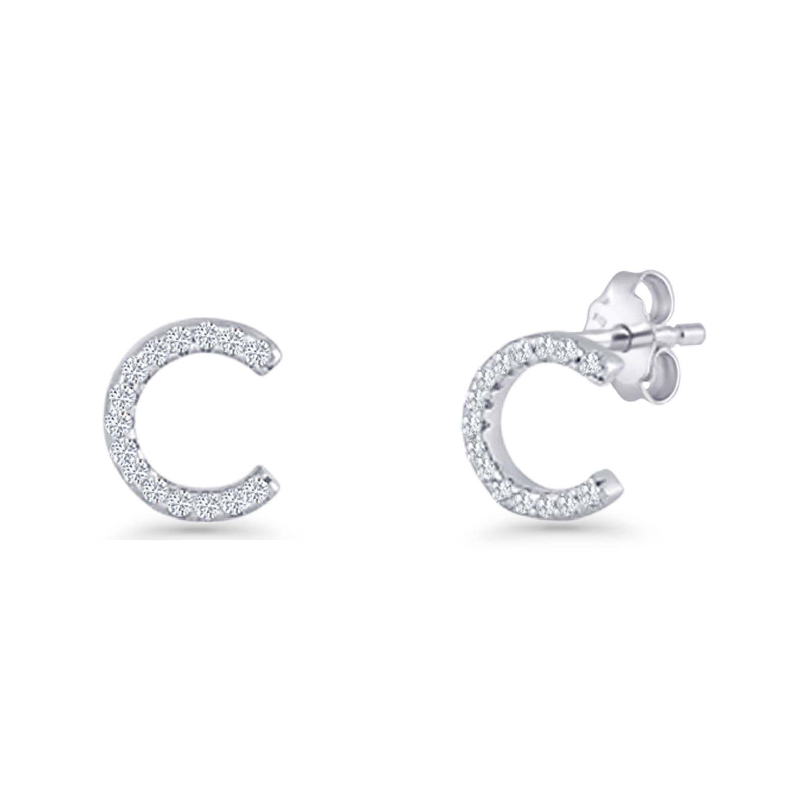 Initial C Stud Earrings