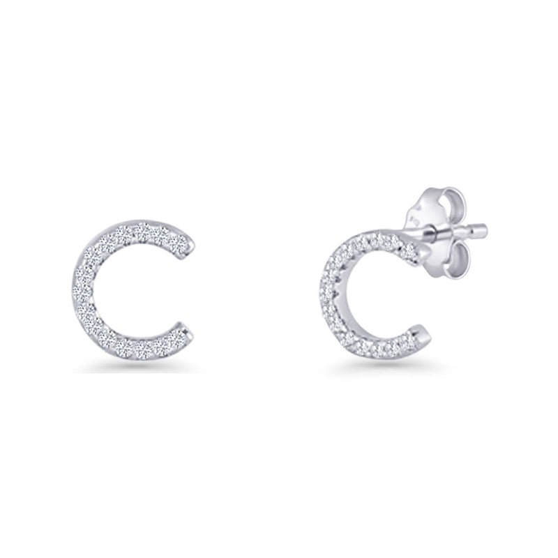 Initial C Stud Earrings