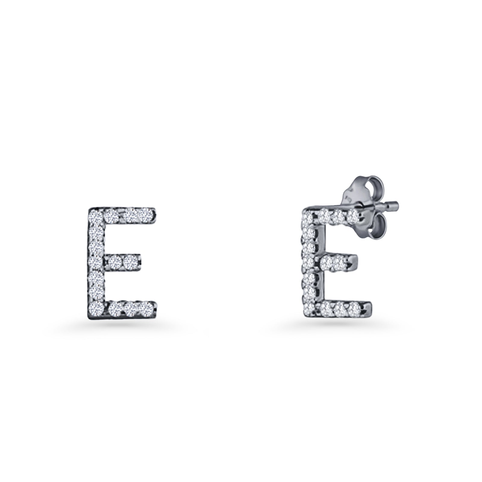 Initial E Stud Earrings