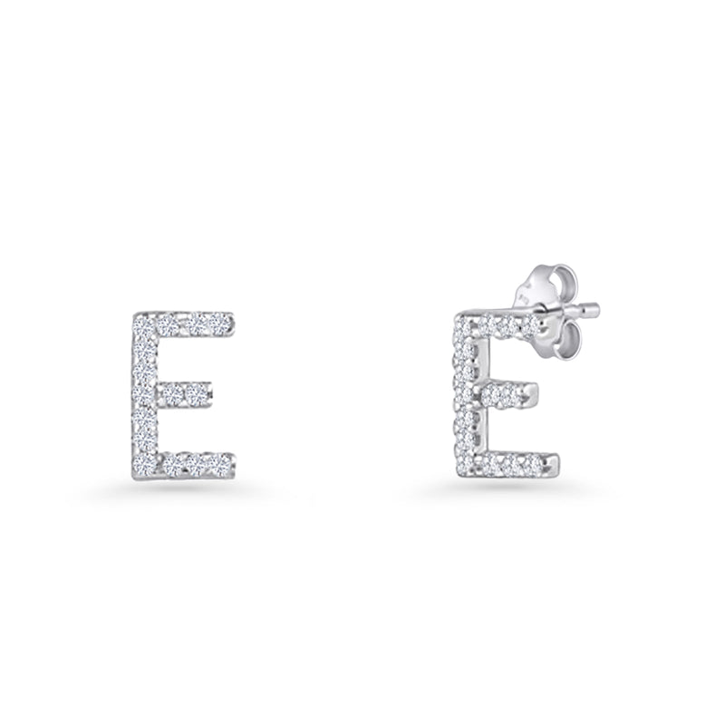 Initial E Stud Earrings