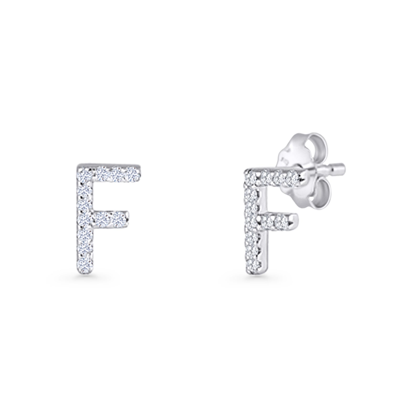 Initial F Stud Earrings
