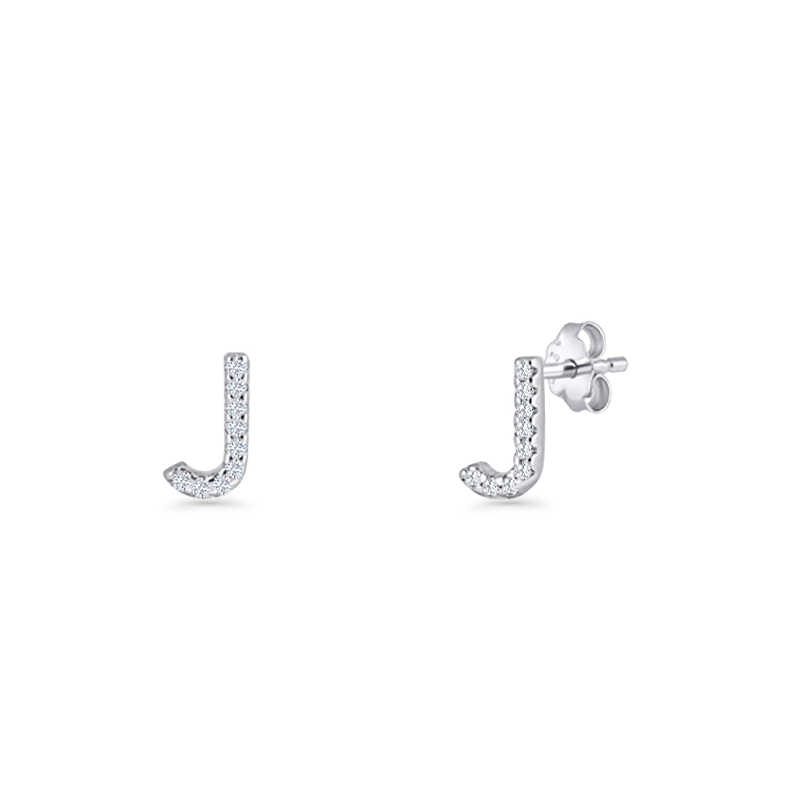 Initial J Stud Earrings