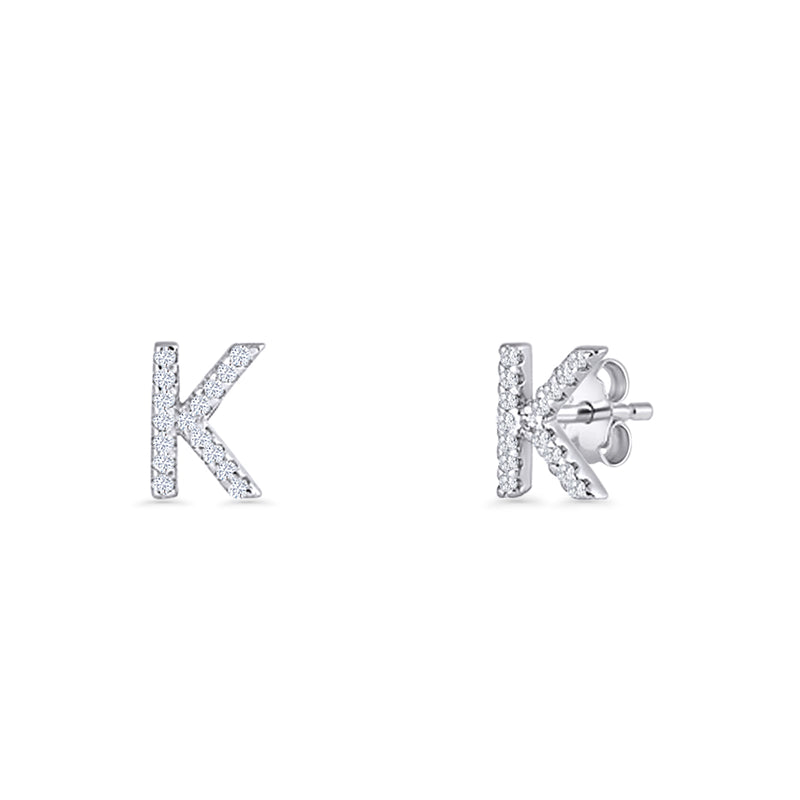 Initial K Stud Earrings