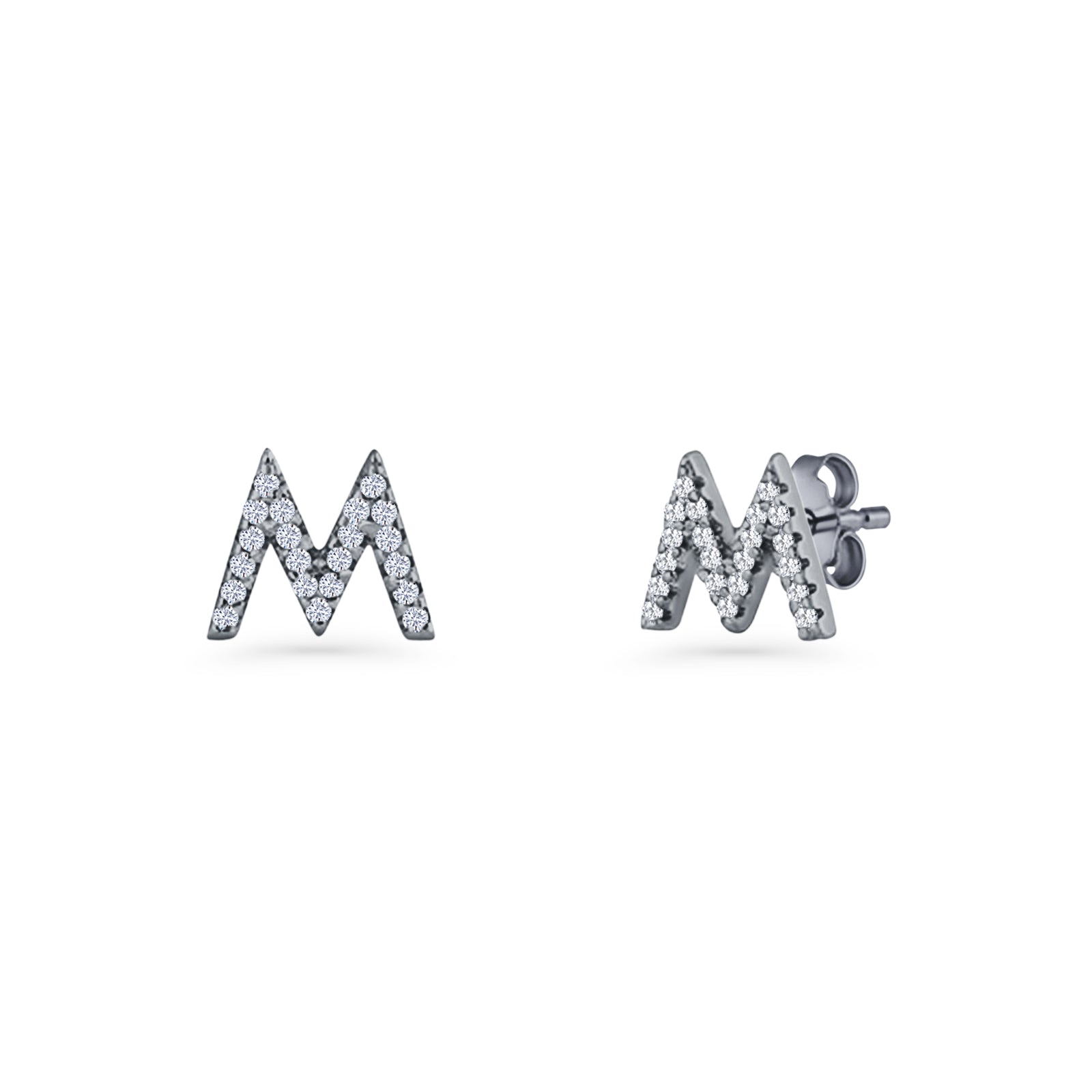 Initial M Stud Earrings