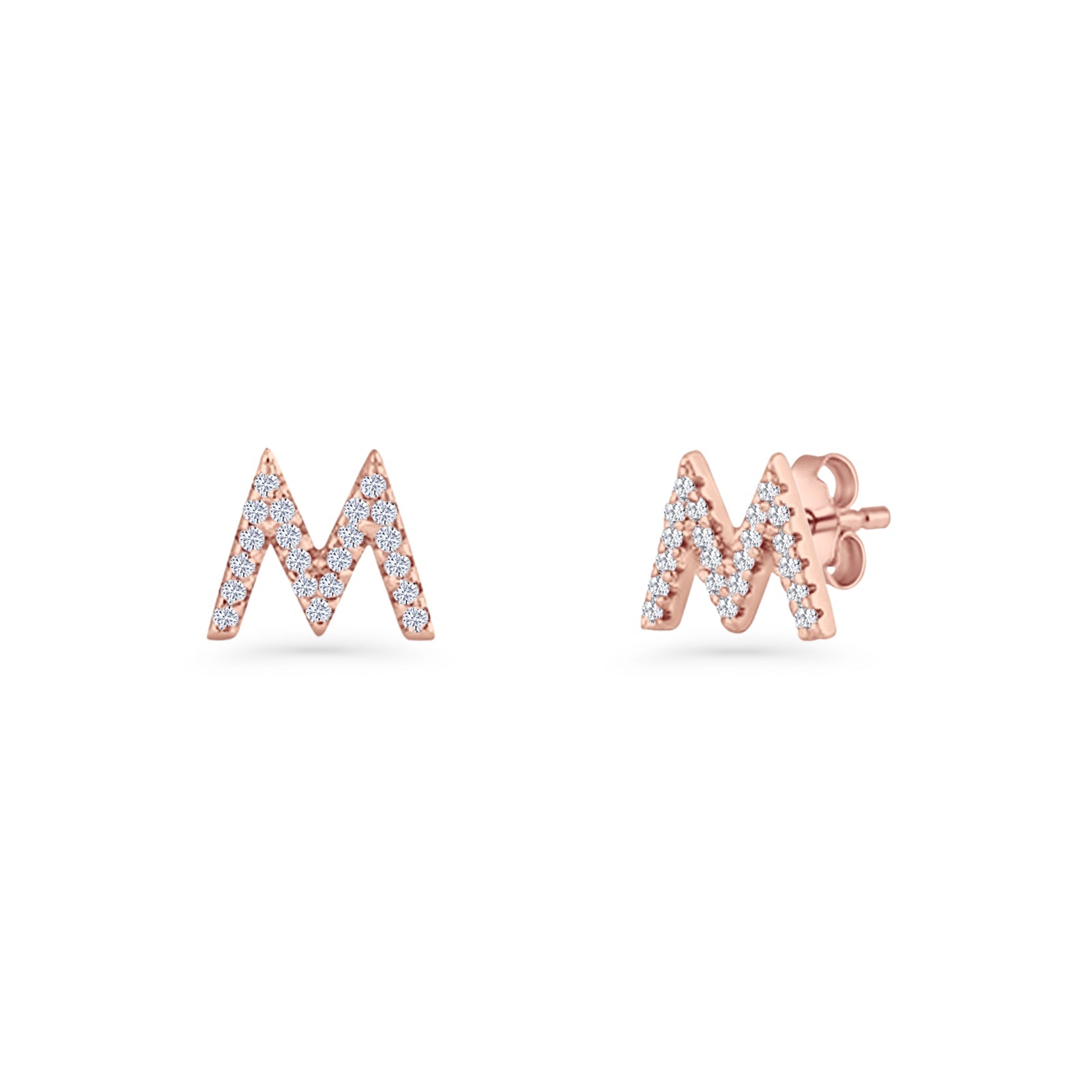 Initial M Stud Earrings