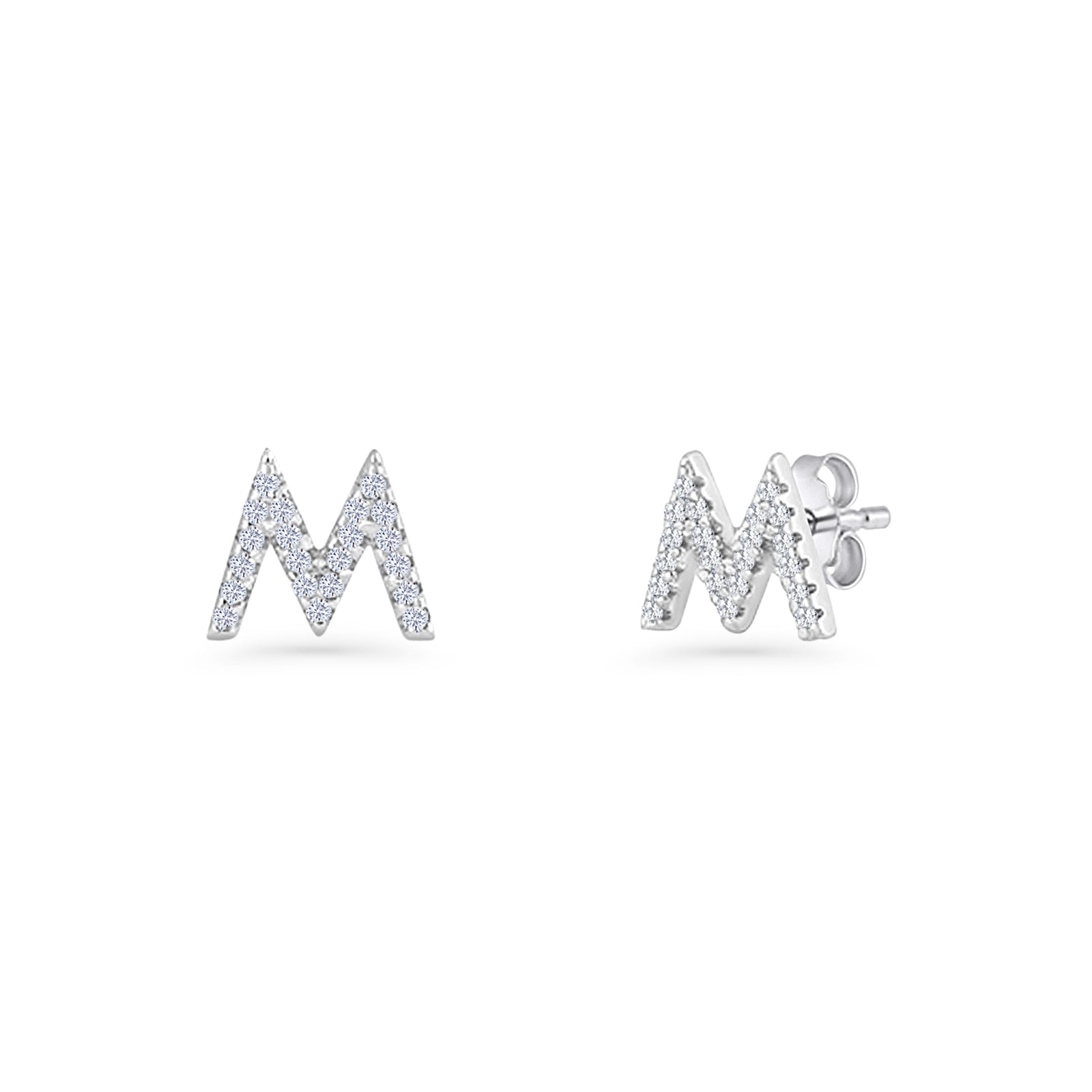 Initial M Stud Earrings