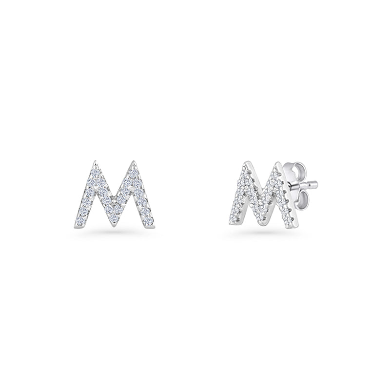 Initial M Stud Earrings