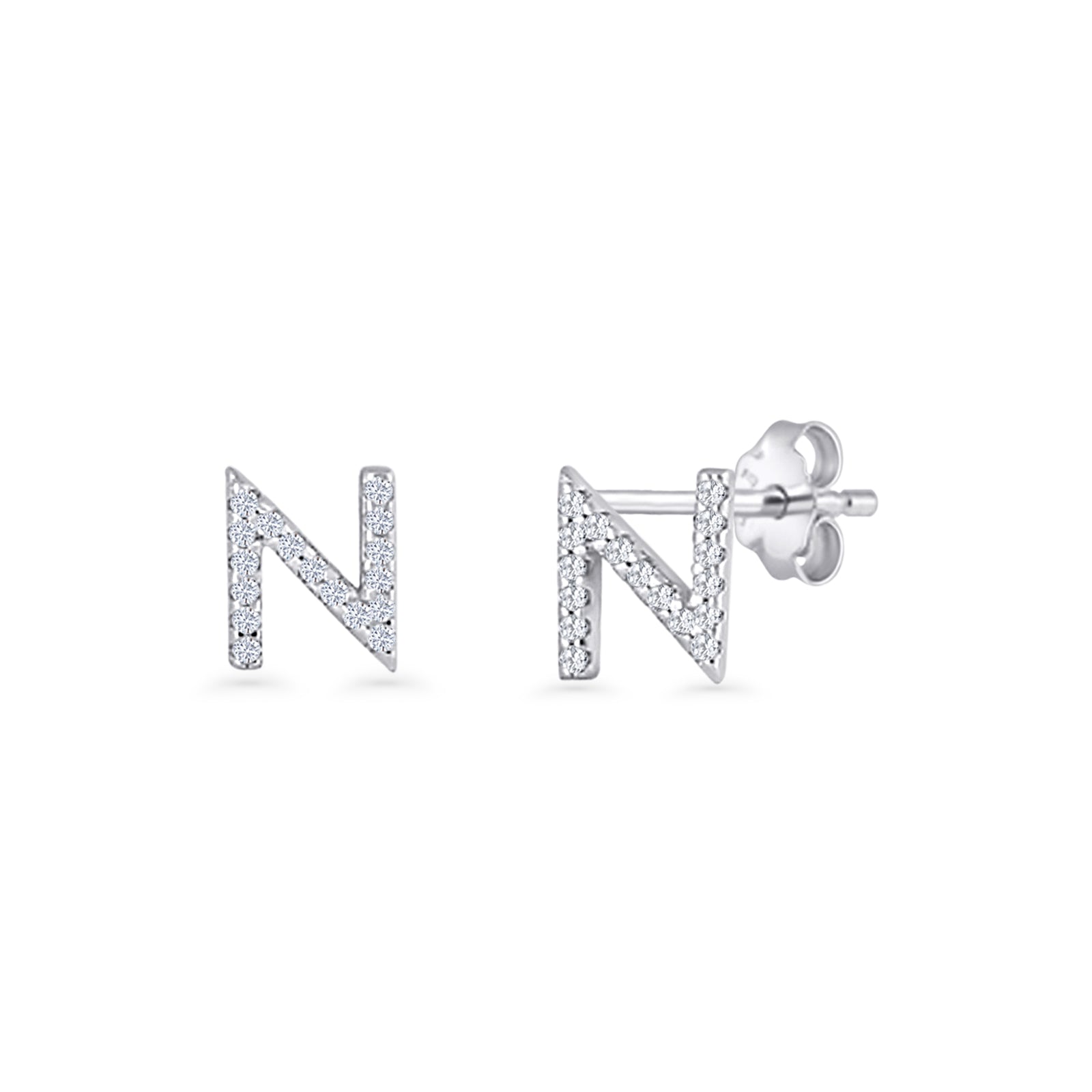 Initial N Stud Earrings
