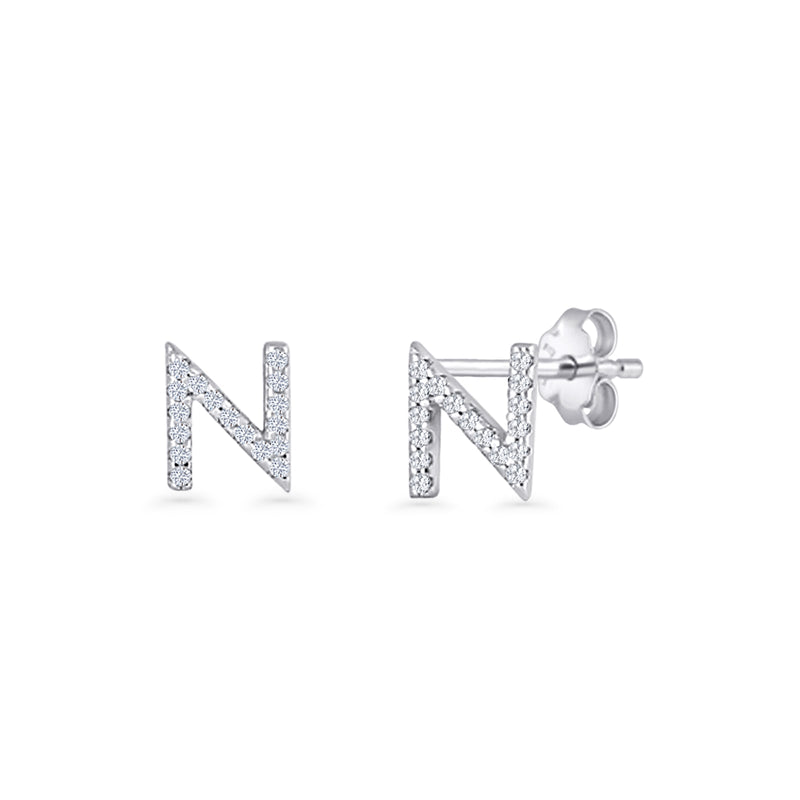 Initial N Stud Earrings