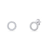 Minimalist 6.5mm Initial Letter O Stud Earring Cubic Zirconia 925 Sterling Silver