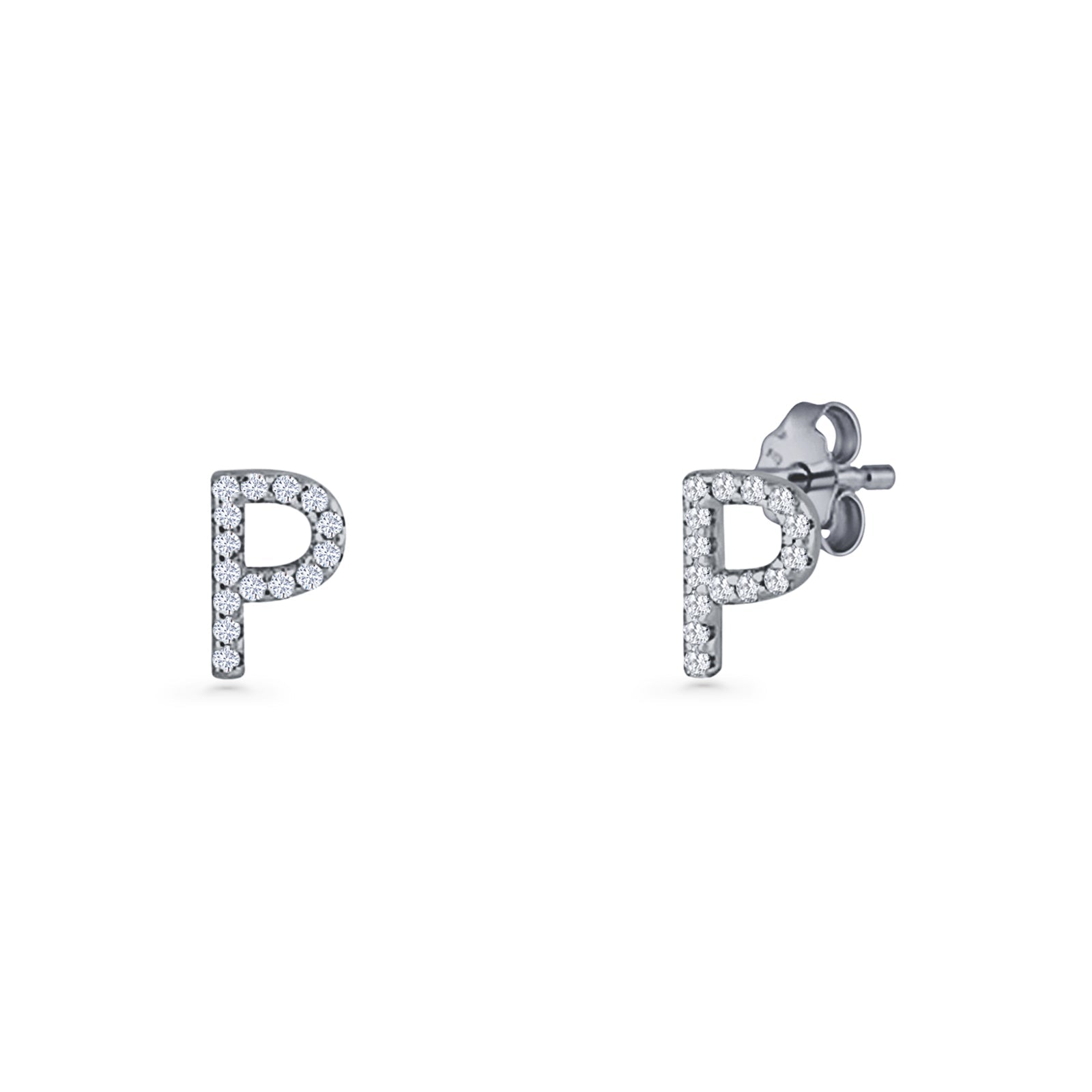 Initial P Stud Earrings