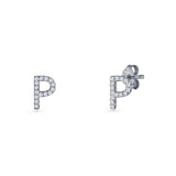 Initial P Stud Earrings