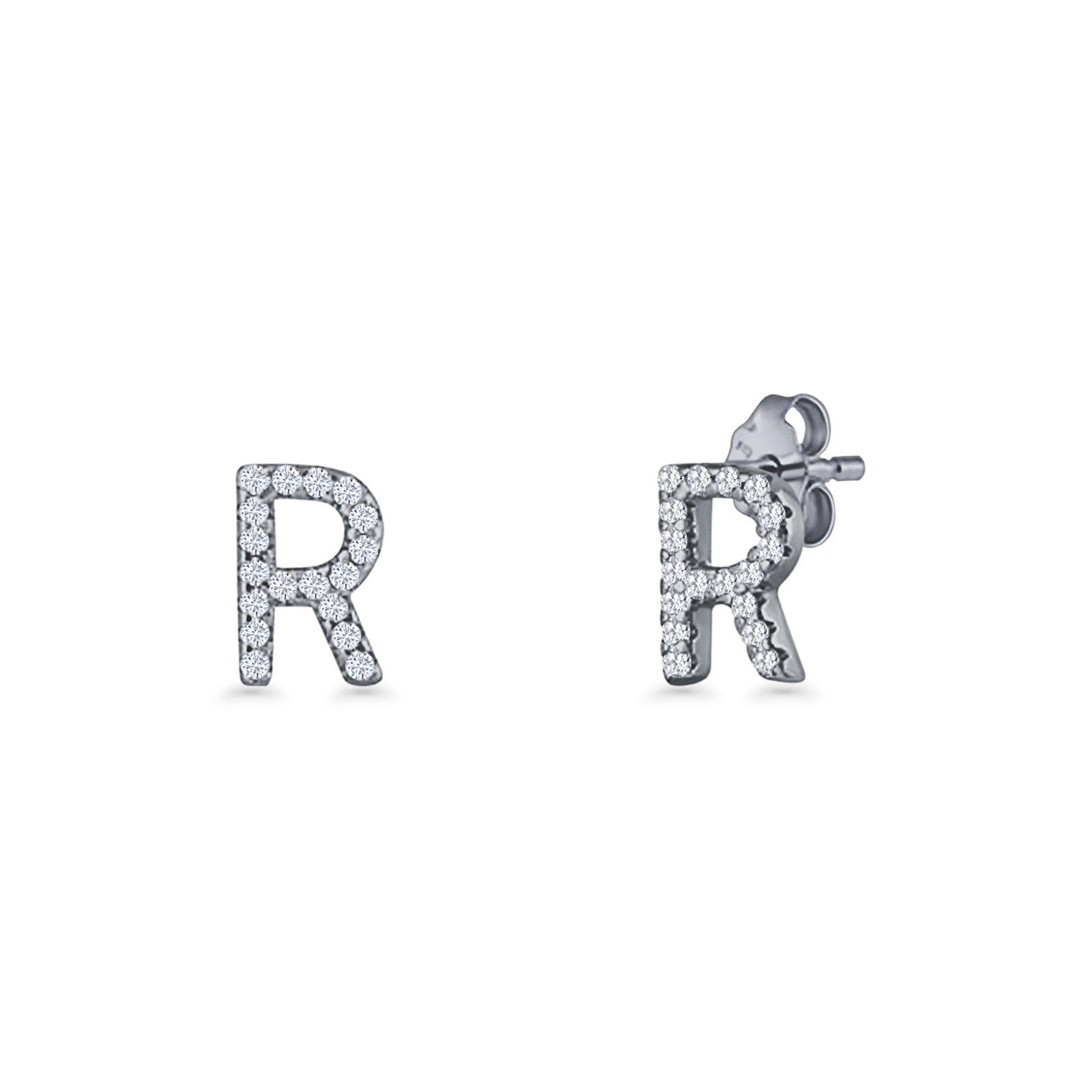 Initial R Stud Earrings