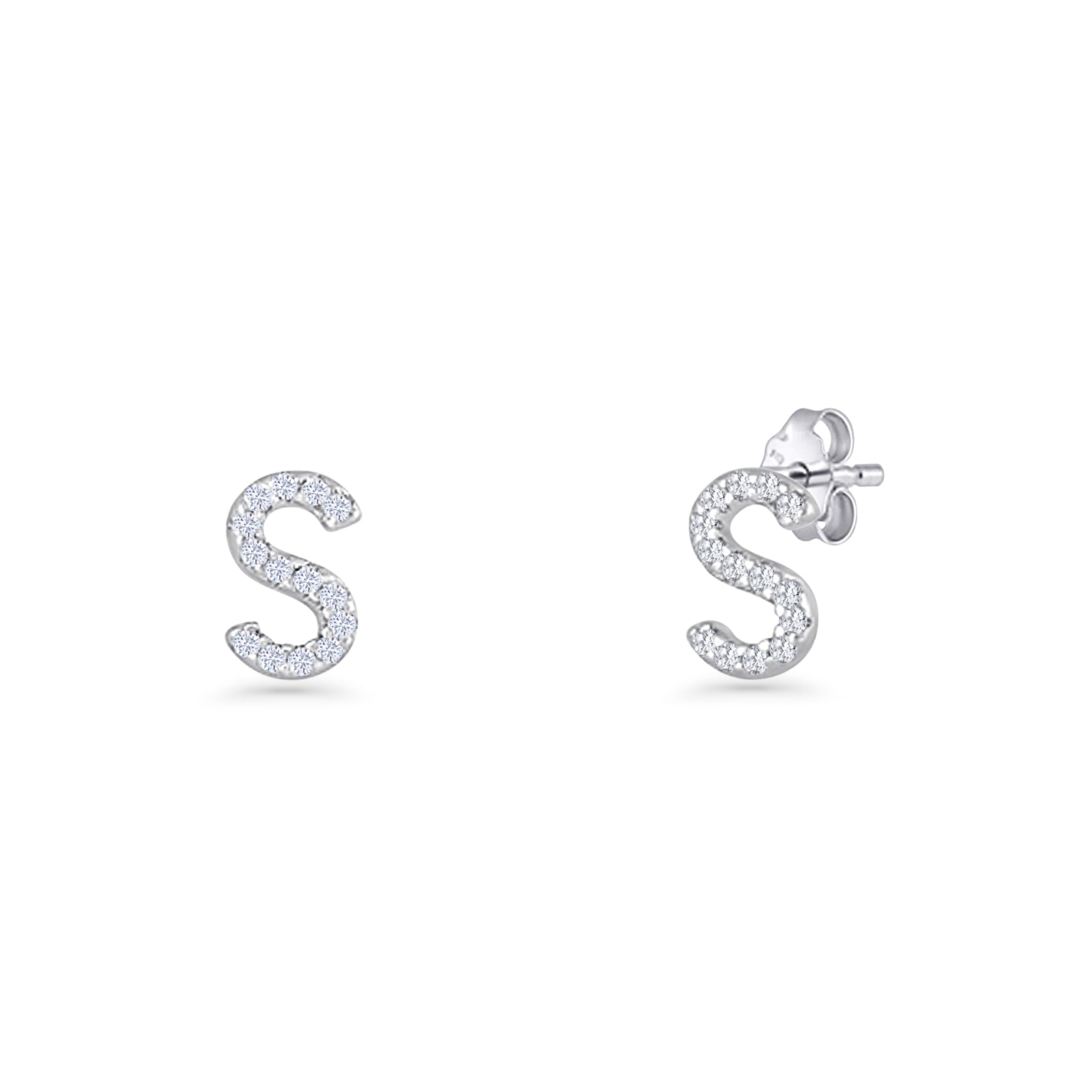 Initial S Stud Earrings