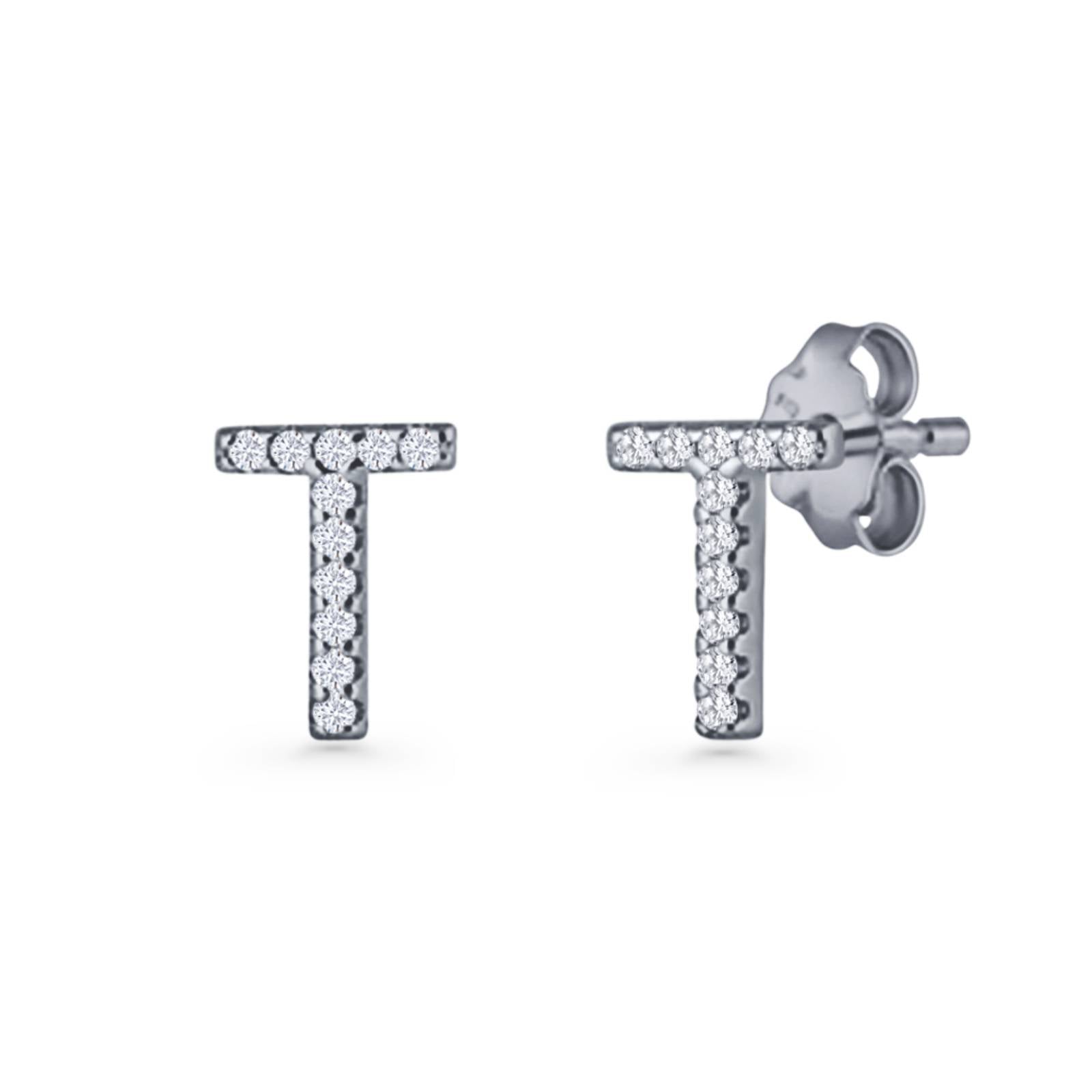 Initial T Stud Earrings
