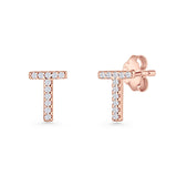 Initial T Stud Earrings