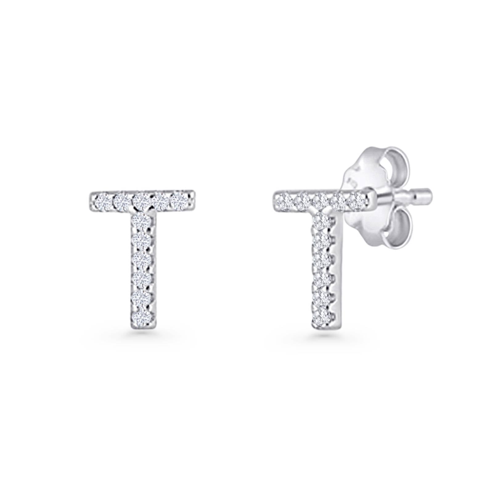 Initial T Stud Earrings