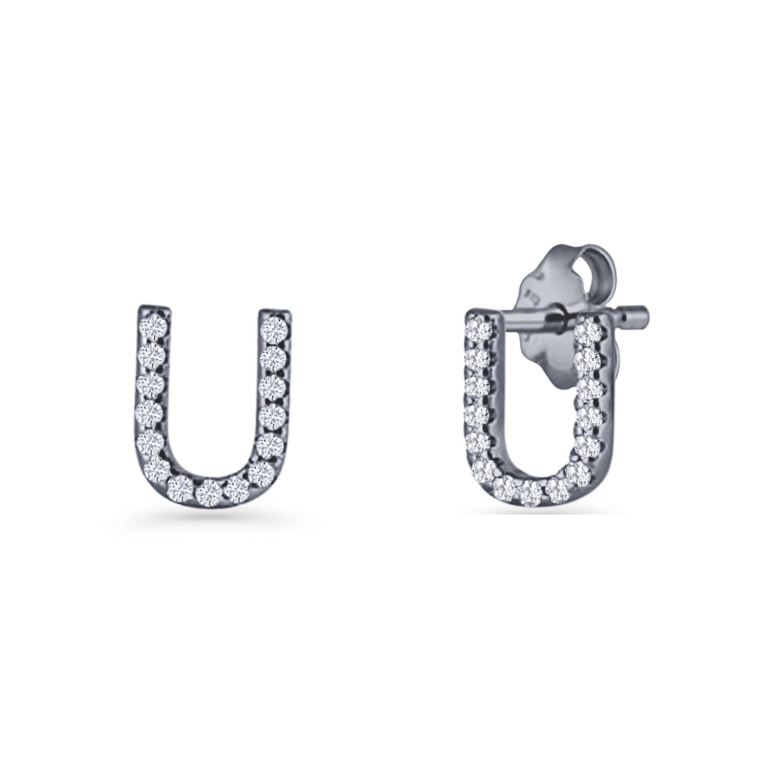 Initial U Stud Earrings
