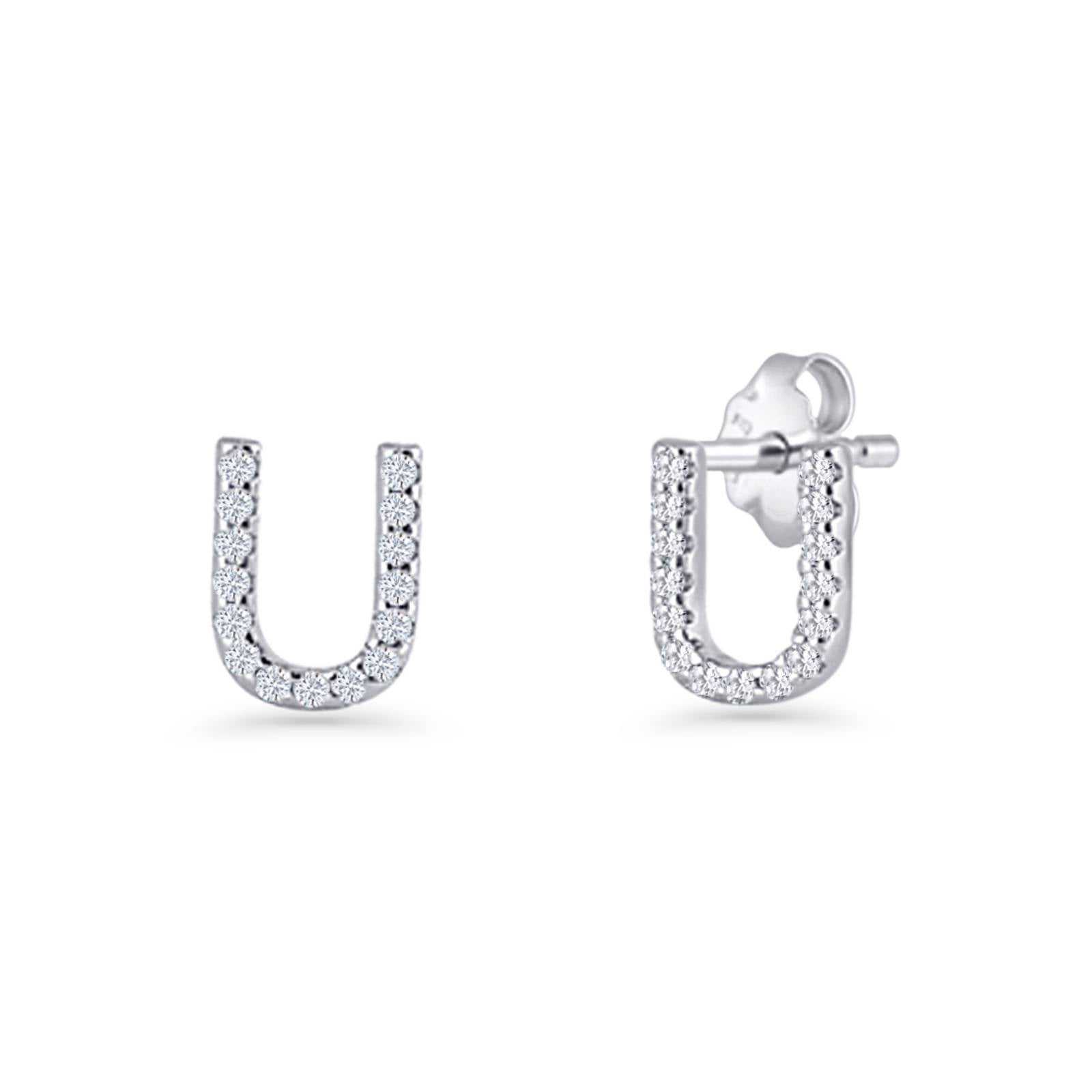 Initial U Stud Earrings