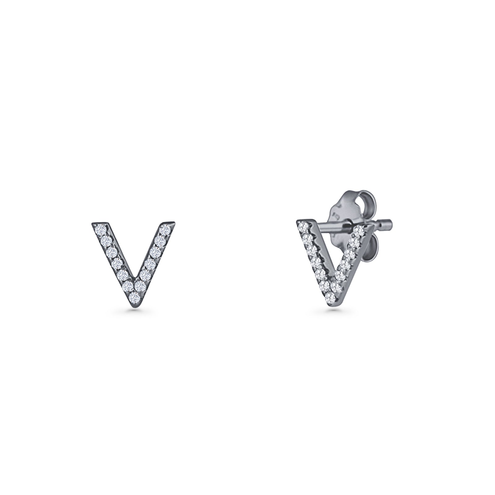 Initial V Stud Earrings