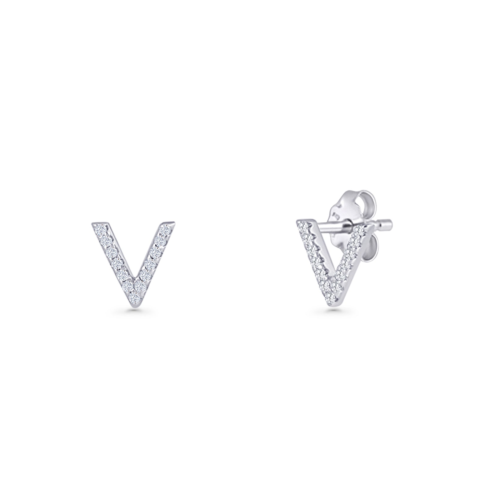 Initial V Stud Earrings
