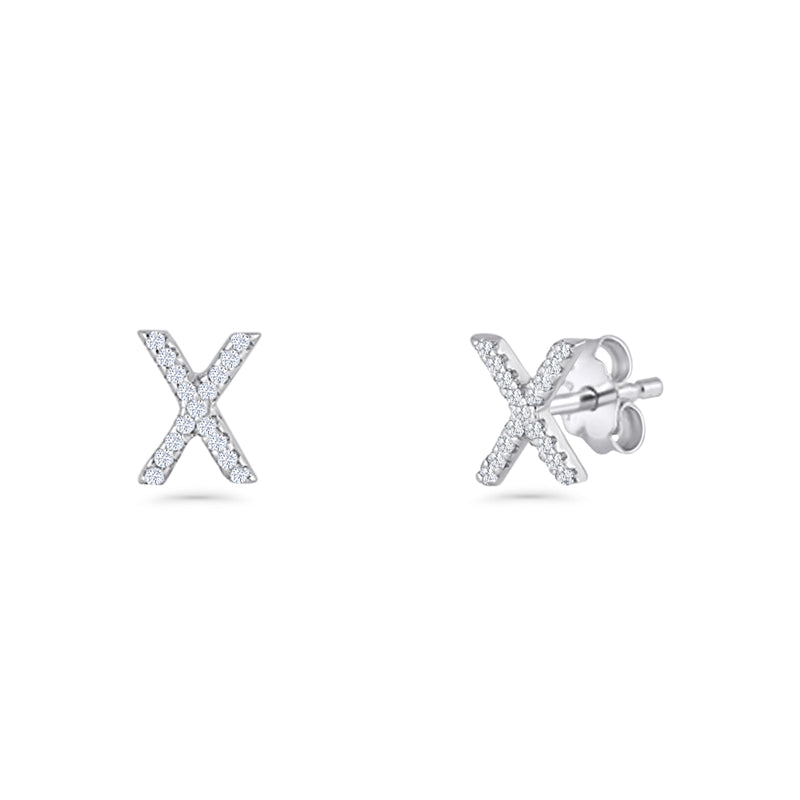 Initial X Stud Earrings