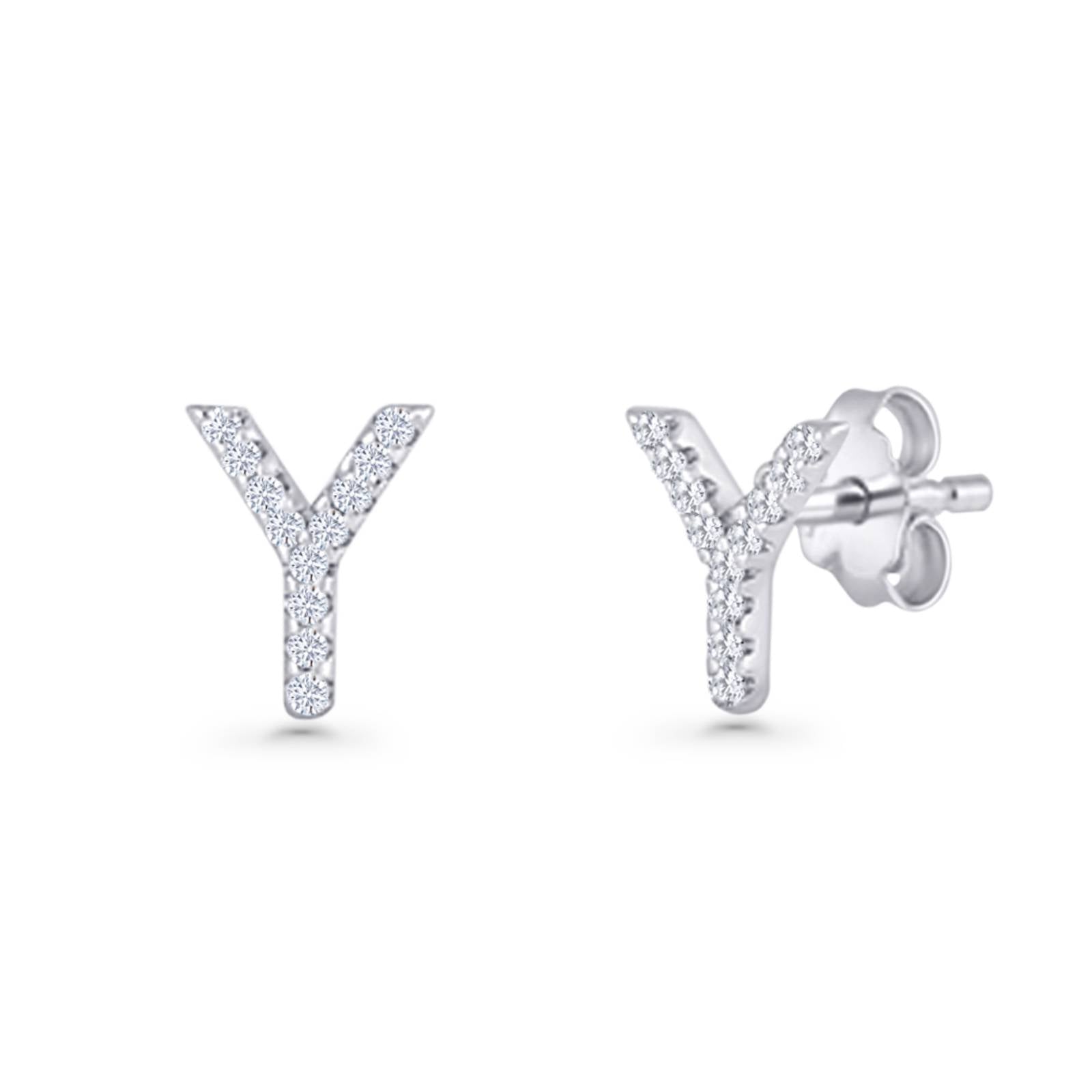 Initial Y Stud Earrings