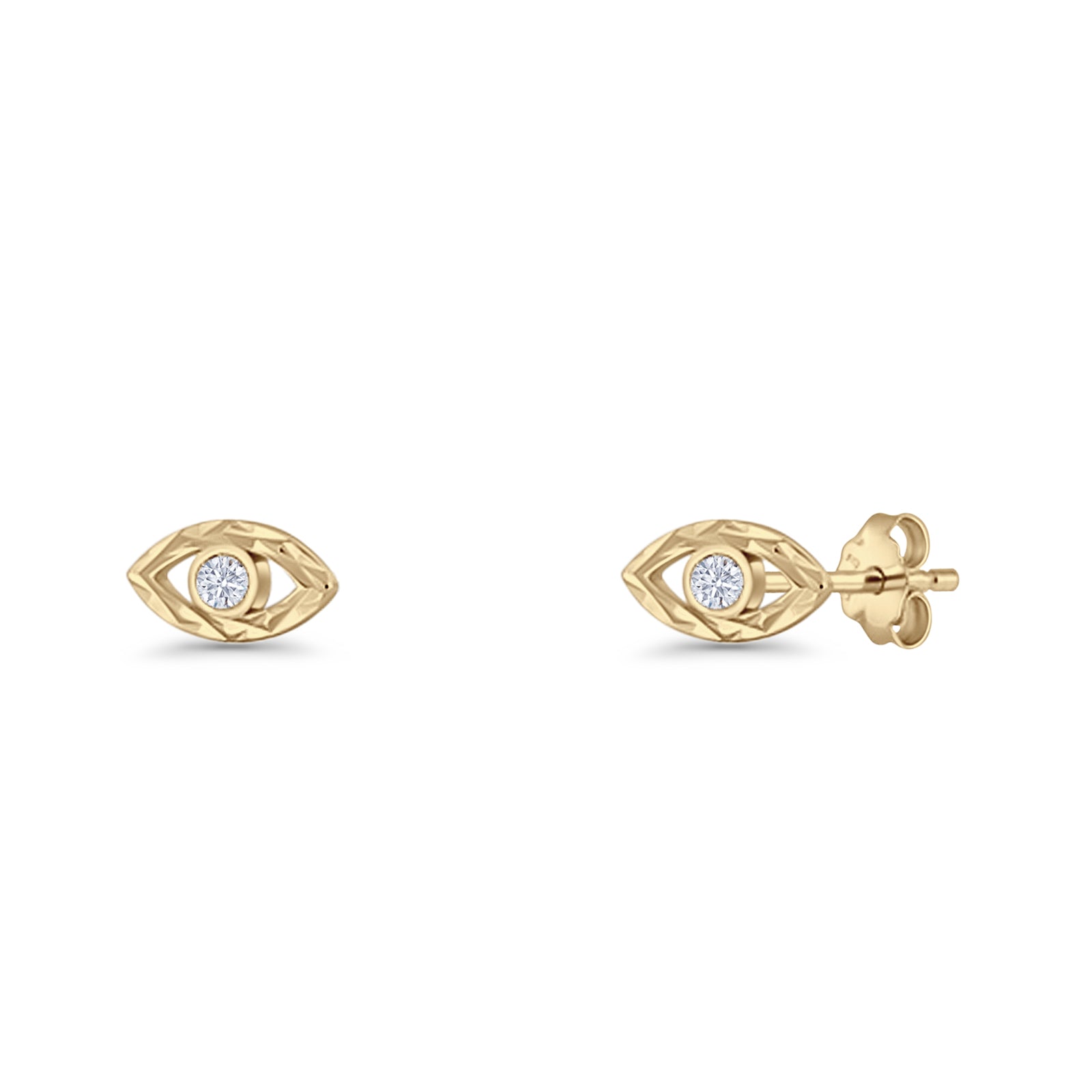 Round CZ Evil Eye Earrings