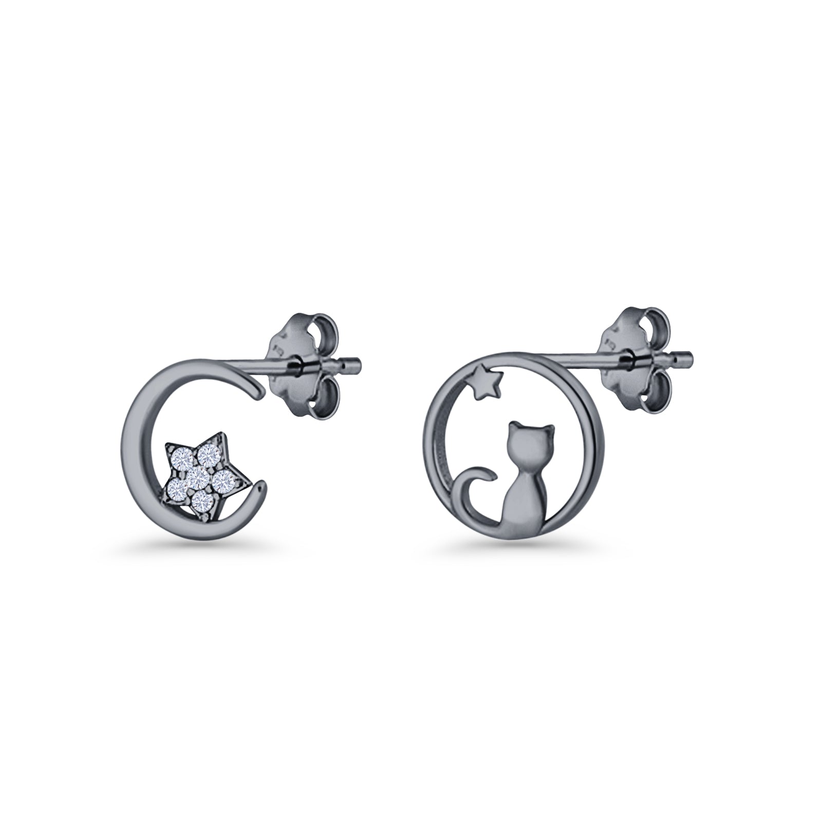 Cat Moon Stud Earring
