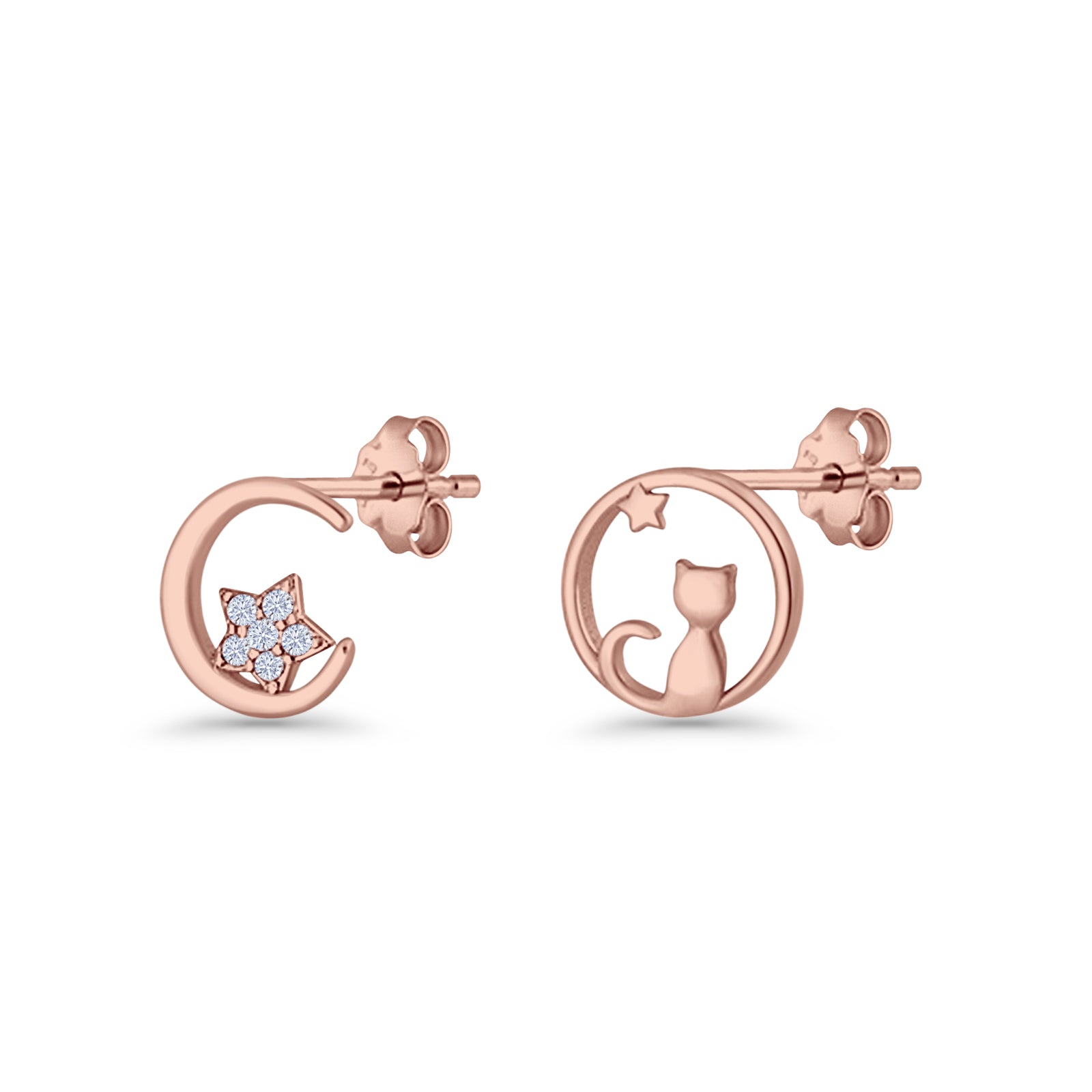 Cat Moon Stud Earring
