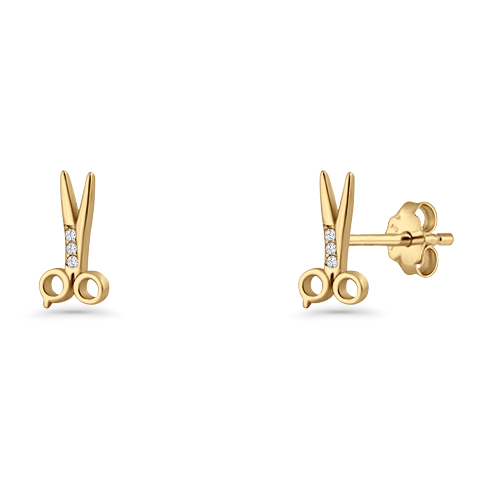Scissors CZ Stud Earrings