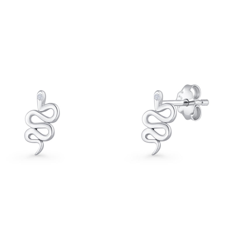 Vintage Style 10.5mm Snake Earrings Cubic Zirconia 925 Sterling Silver