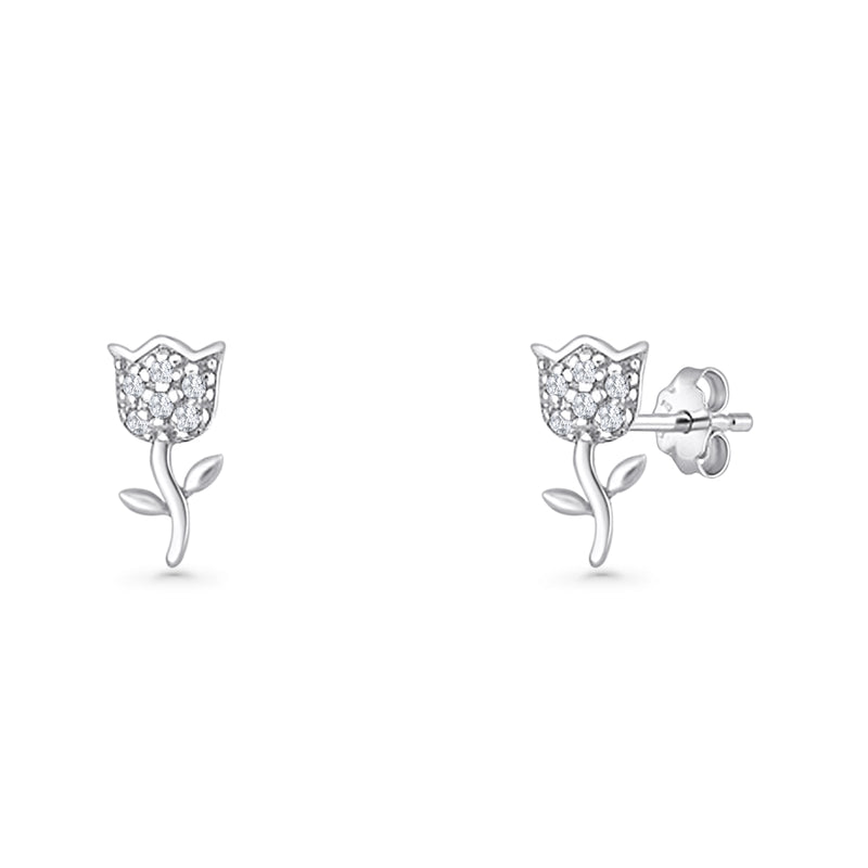Tulip Rose Flower Stud Earring