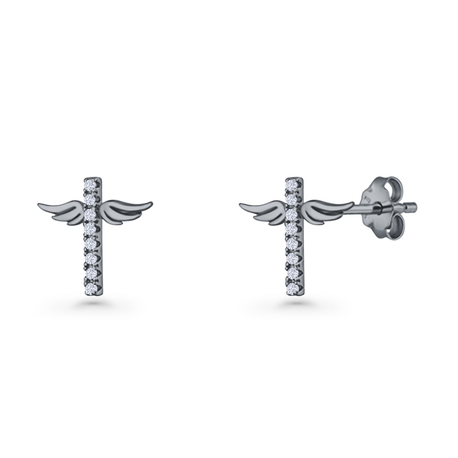Angel Wings Cross Stud Earrings