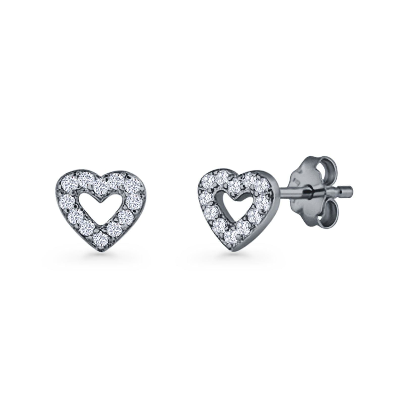 Open Heart CZ Stud Earring