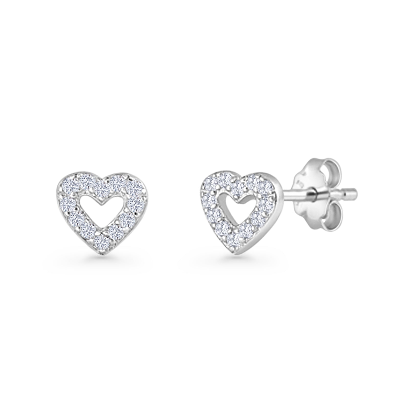 Open Heart CZ Stud Earring