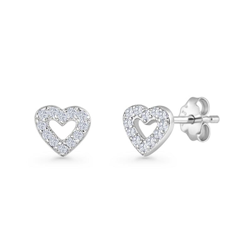 Open Heart CZ Stud Earring