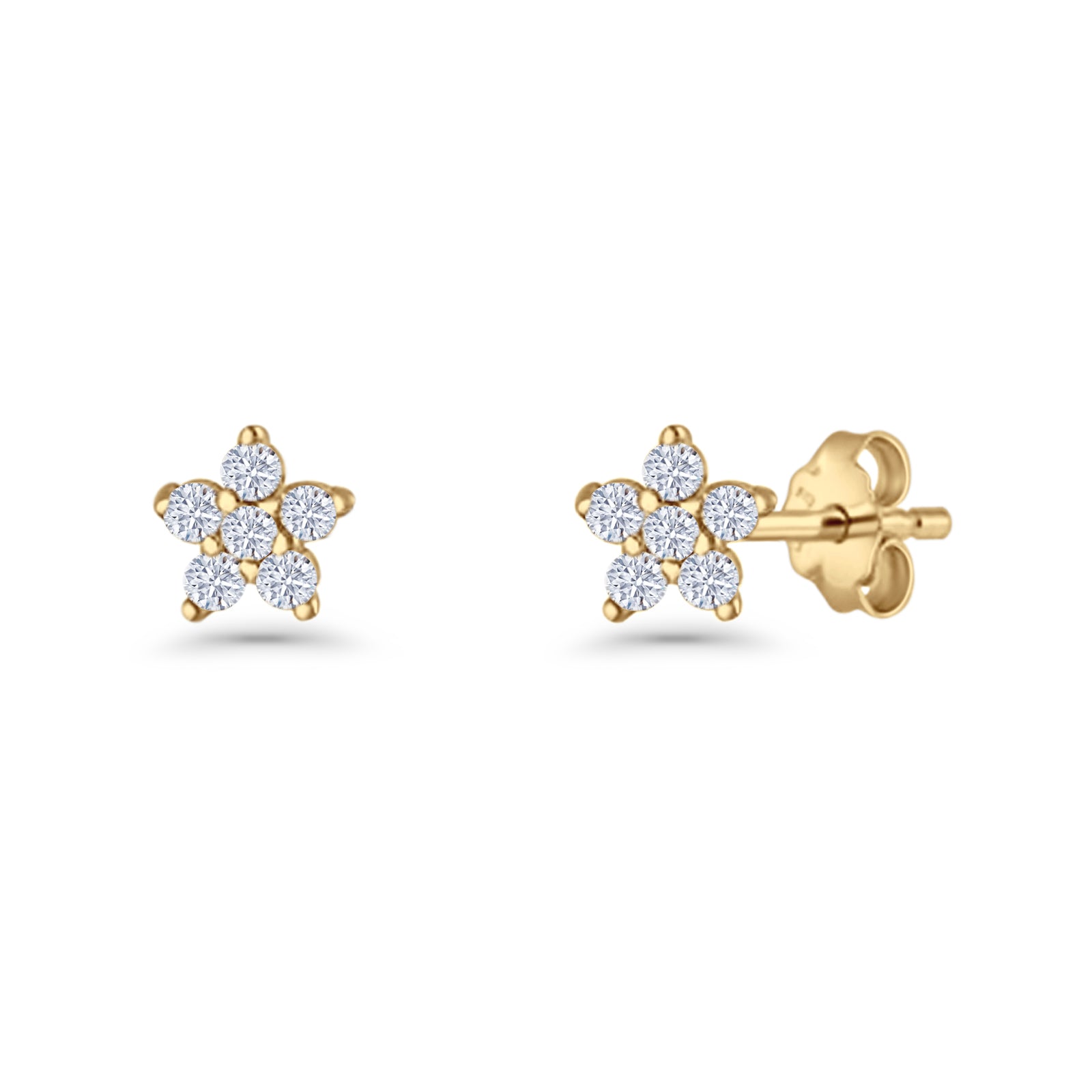 Star Flower Stud Earrings 3.5mm Cluster Cubic Zirconia 925 Sterling Silver