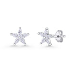 Vintage Style 7mm Flower Stud Earring Cubic Zirconia 925 Sterling Silver