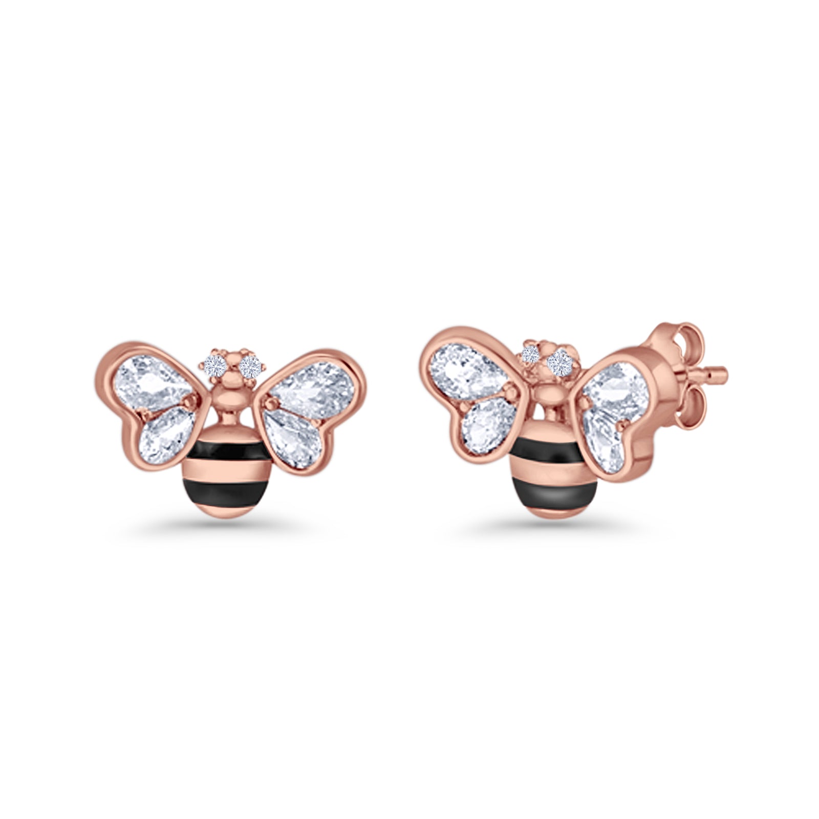 Bee Stud Earring 11.8mm Pear Cubic Zirconia 925 Sterling Silver