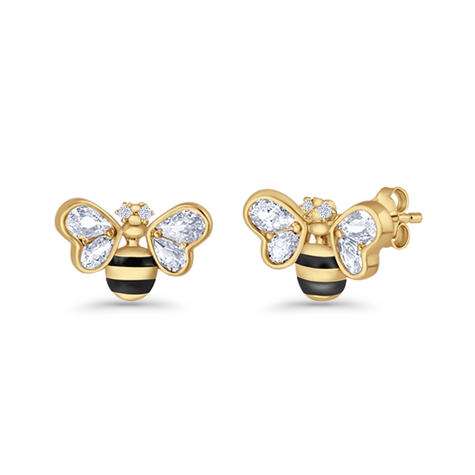 Bee Stud Earring 11.8mm Pear Cubic Zirconia 925 Sterling Silver