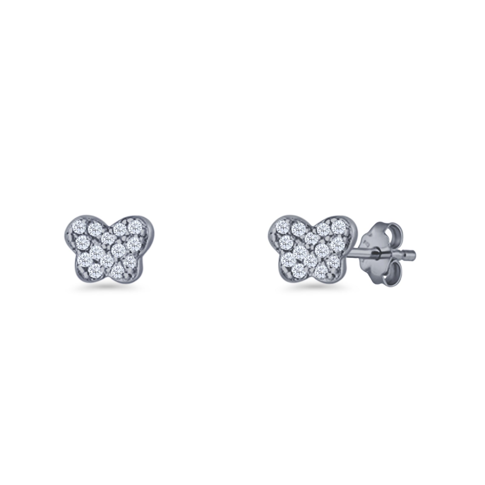 Butterfly Stud Earring 5mm Cluster Cubic Zirconia 925 Sterling Silver