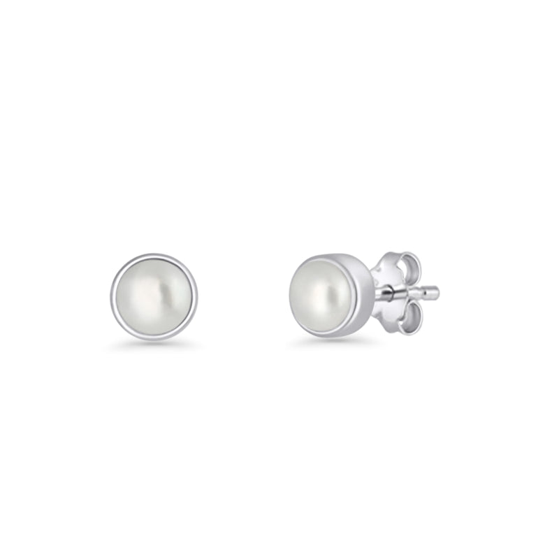 Freshwater Pearl 4.5mm Solitaire Small Stud Earrings 925 Sterling Silver