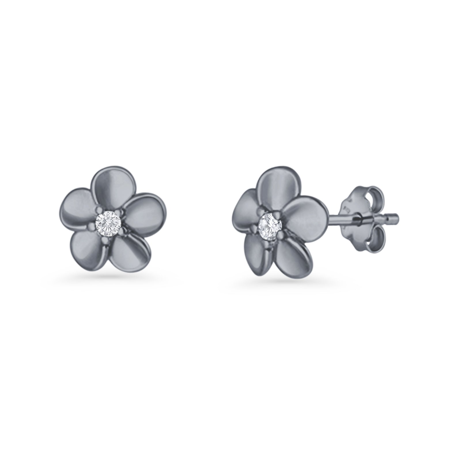 Flower Stud Earrings Cubic Zirconia 7.9mm 925 Sterling Silver
