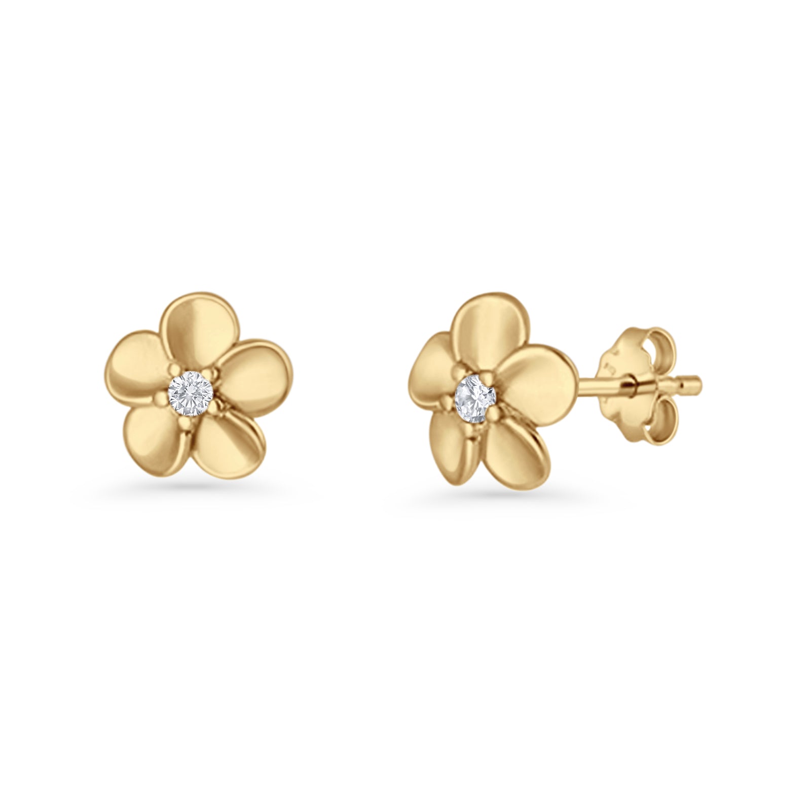 Flower Stud Earrings Cubic Zirconia 7.9mm 925 Sterling Silver