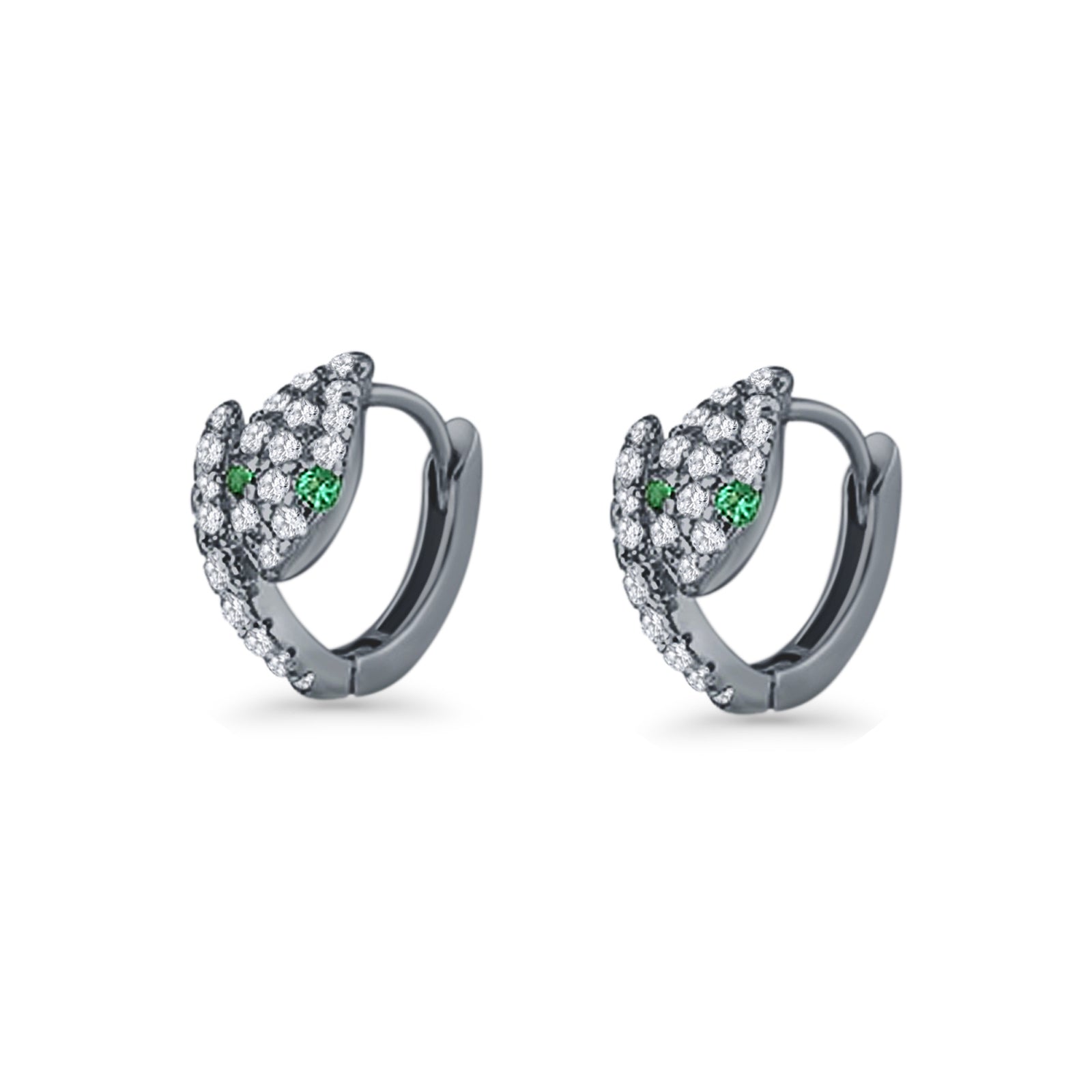 Minimalist 5.6mm Snake Huggie Hoop Earring Cubic Zirconia 925 Sterling Silver