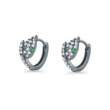Minimalist 5.6mm Snake Huggie Hoop Earring Cubic Zirconia 925 Sterling Silver